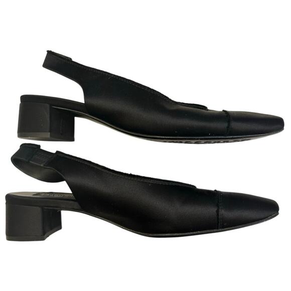 Pedro Garcia Isauri Slingback Black Satin Pumps - Size 40 (US Size 10) - Picture 5 of 6